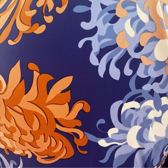 J. Mclaughlin Blue Tan Cream Panama Catalina Cloth Faux Wrap Dress Small - Picture 9 of 10